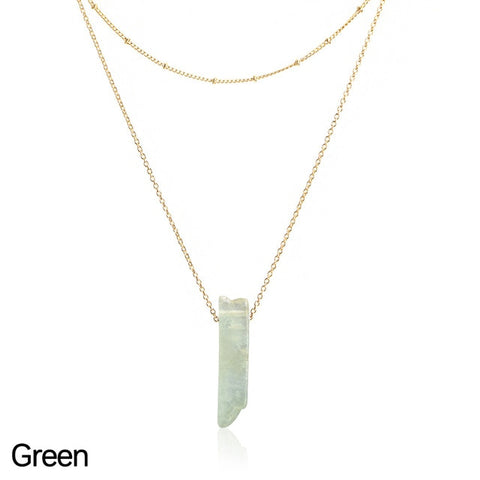 Image of Natural Crystal Quartz Stone Necklace - Rosecolor