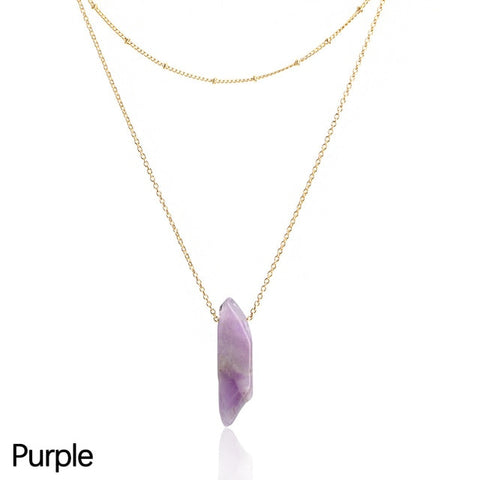 Image of Natural Crystal Quartz Stone Necklace - Rosecolor