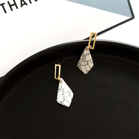Image of Geometric Stone Earrings - Rosecolor