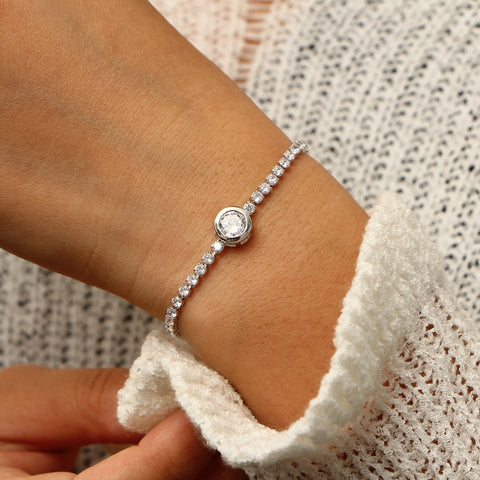 Image of Tennis Adjustable Bracelet For Women - Rosecolor