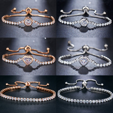 Image of Tennis Adjustable Bracelet For Women - Rosecolor