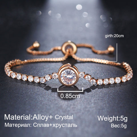 Image of Tennis Adjustable Bracelet For Women - Rosecolor
