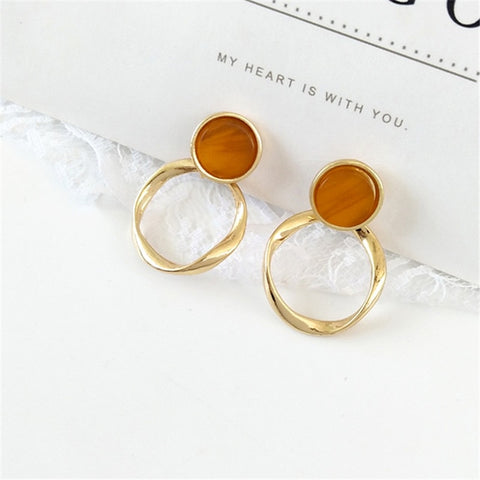 Image of Vintage Gold Stone Earrings - Rosecolor