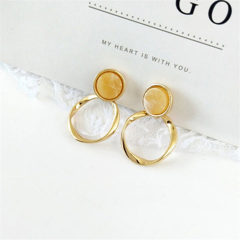 Image of Vintage Gold Stone Earrings - Rosecolor