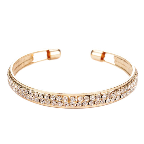Image of 2-Row Crystal Cuff Bracelet - Rosecolor