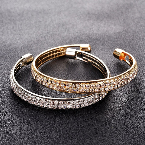 Image of 2-Row Crystal Cuff Bracelet - Rosecolor