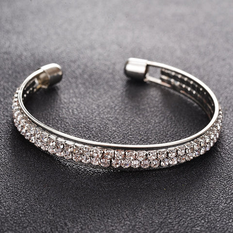 Image of 2-Row Crystal Cuff Bracelet - Rosecolor