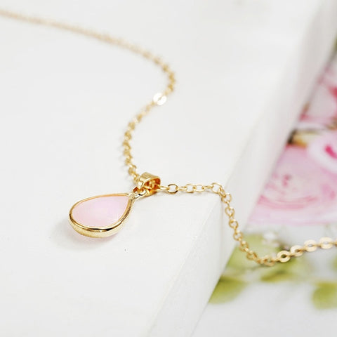 Image of Quartz Birthstone Pendant Necklace - Rosecolor