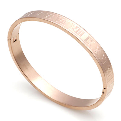 Image of Roman Numbers Stainless Steel Bangle - Rosecolor