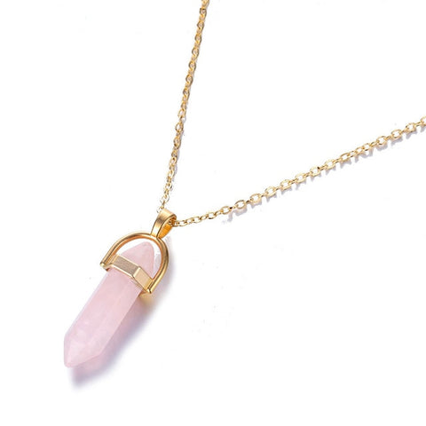 Image of Quartz Pendant Necklace - Rosecolor