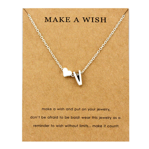 Image of Initial & Heart Choker Necklace - Rosecolor