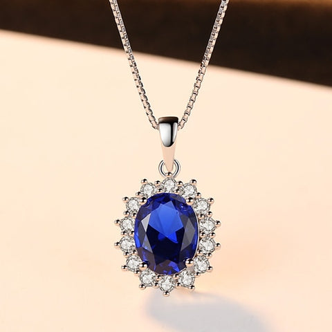 Image of Oval Princess Diana William Sapphire Necklace - Rosecolor