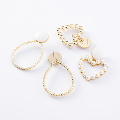 Image of Pearl Heart Oval Earrings - Rosecolor