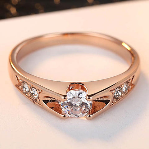 Image of Rose Gold Cubic Zirconia Ring - Rosecolor