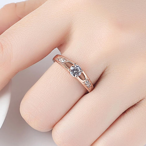 Image of Rose Gold Cubic Zirconia Ring - Rosecolor