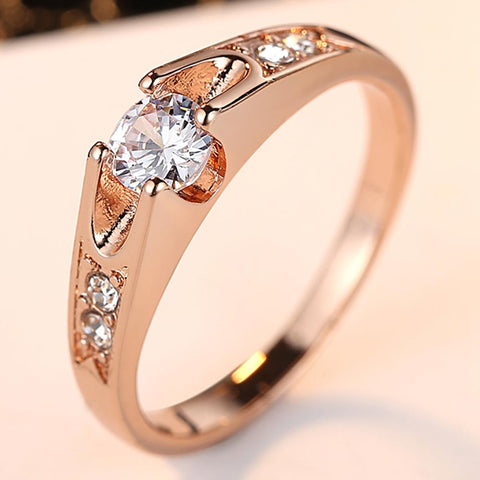 Image of Rose Gold Cubic Zirconia Ring - Rosecolor