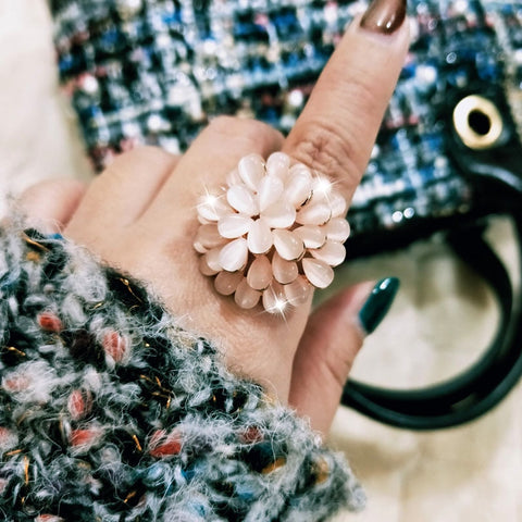 Image of Rose Opal Stone Flower Ring - Rosecolor