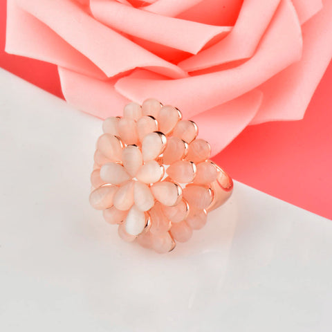 Image of Rose Opal Stone Flower Ring - Rosecolor