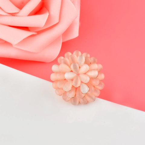 Image of Rose Opal Stone Flower Ring - Rosecolor