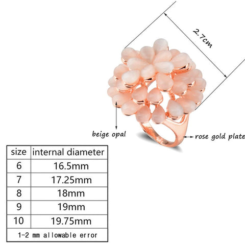 Image of Rose Opal Stone Flower Ring - Rosecolor