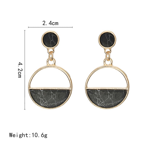 Image of Round Stud Earrings Black Stone Earrings - Rosecolor