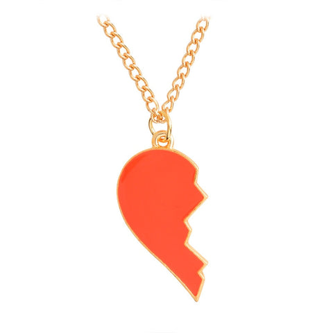 Image of Red Heart & Wine Bottle Best-friend Necklace - Rosecolor
