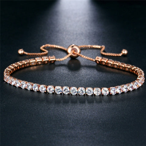 Image of Tennis Adjustable Bracelet For Women - Rosecolor