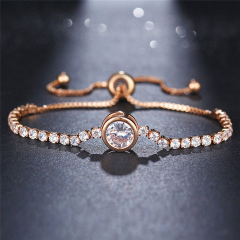 Image of Tennis Adjustable Bracelet For Women - Rosecolor
