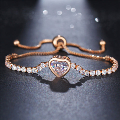 Image of Tennis Adjustable Bracelet For Women - Rosecolor