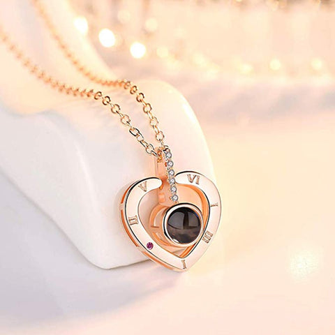 Image of I Love You In 100 Languages Necklace - Rosecolor