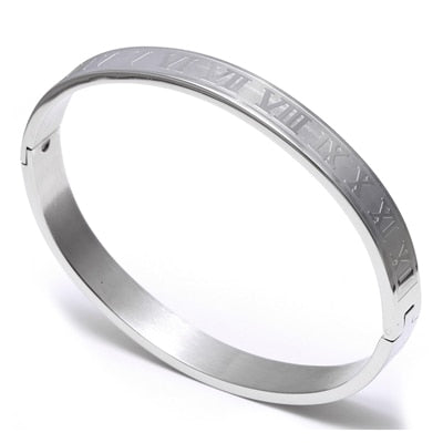 Image of Roman Numbers Stainless Steel Bangle - Rosecolor