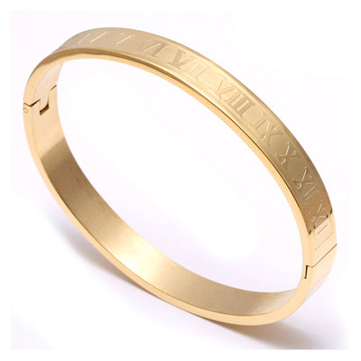 Image of Roman Numbers Stainless Steel Bangle - Rosecolor