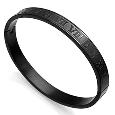 Image of Roman Numbers Stainless Steel Bangle - Rosecolor