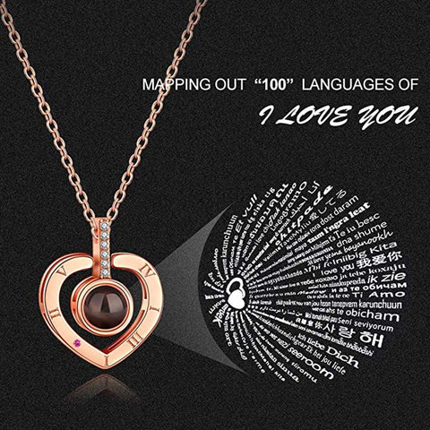 Image of I Love You In 100 Languages Necklace - Rosecolor