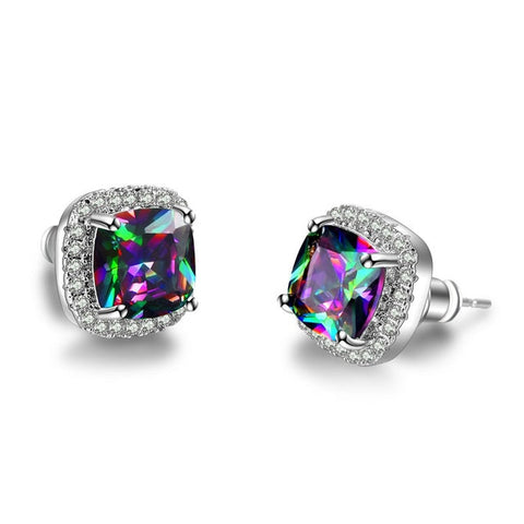 Image of Rainbow Zirconia Stone Earrings - Rosecolor
