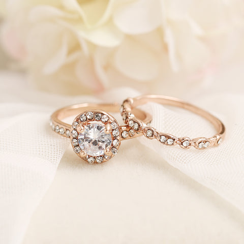 Image of Luxury White Pink Stone Crystal Ring - Rosecolor