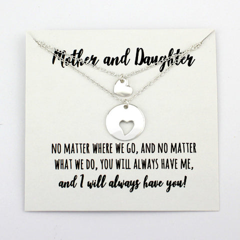 Image of Mother and Daughter Set Heart Chain Necklaces - Rosecolor