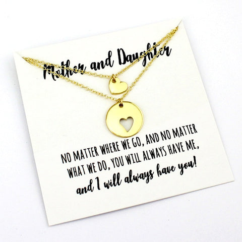 Image of Mother and Daughter Set Heart Chain Necklaces - Rosecolor