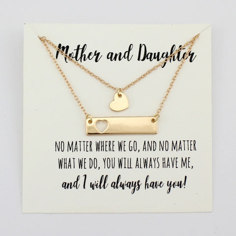 Image of Mother and Daughter Set Heart Chain Necklaces - Rosecolor