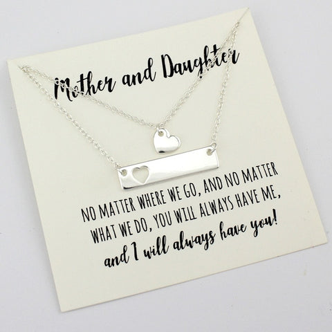 Image of Mother and Daughter Set Heart Chain Necklaces - Rosecolor