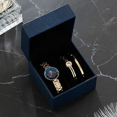 Image of Luxury Blue Face Diamond Watch - Rosecolor