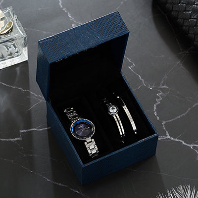 Image of Luxury Blue Face Diamond Watch - Rosecolor