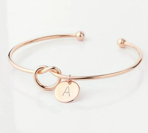 Image of A-Z Charm Knot Bracelet - Rosecolor