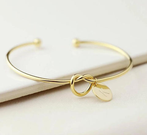 Image of A-Z Charm Knot Bracelet - Rosecolor