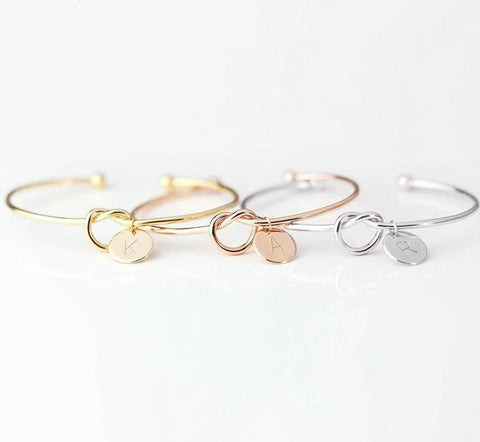 Image of A-Z Charm Knot Bracelet - Rosecolor