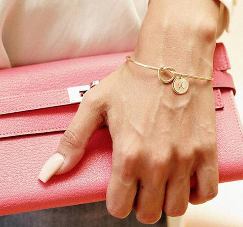 Image of A-Z Charm Knot Bracelet - Rosecolor