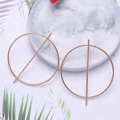 Image of Round Geometric Hoop Earrings - Rosecolor
