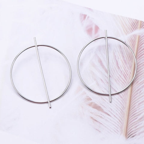 Image of Round Geometric Hoop Earrings - Rosecolor