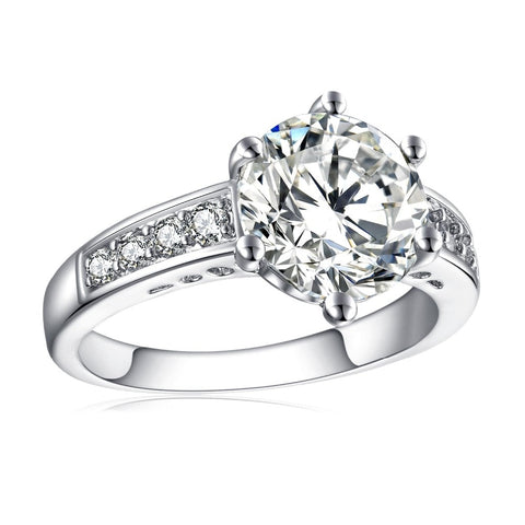 Image of Elegant Cubic Zirconia Wedding Ring - Rosecolor