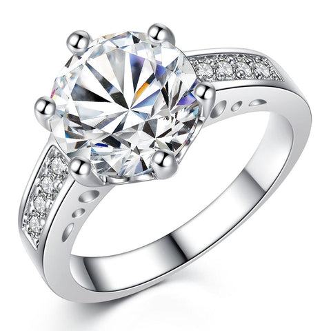 Image of Elegant Cubic Zirconia Wedding Ring - Rosecolor